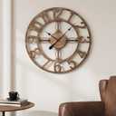 Cuspin 20 Inch Wall Clock, Large Modern Decorative Wall Clocks for Living Room Decor, Metal Round Clock Battery-Operated Silent Non Ticking Retro Design Arabic Numerals, Bronze
