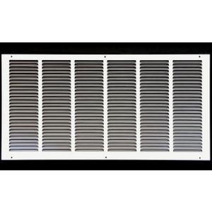 HVAC Premium 26'' x 10'' [Duct Opening] Flat Stamped Steel Return Air Grille - Sidewall and Ceiling - HVAC Vent Duct Cover - White [Outer Dimensions: 27.75''w X 11.75''h]