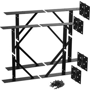 Heavy Duty Fence Gate Hardware Kit-Complete Set with Brackets, Hinges, Handles for Wood, Vinyl & Driveway Gates-Sturdy Construction-Easy Installation for Outdoor Gates(2 Set, Black)