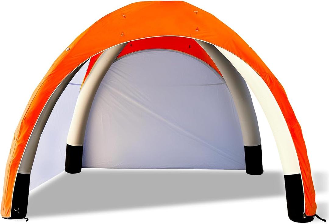 Inflatable Shade Air Canopy Tent,10x10Ft Outdoor UV Protection Sun Shelter with Air Pump,2 Removable Side Panels,Stakes & Sandbags For marketing Events,Trade Shows,Outdoor PromotionsOrange