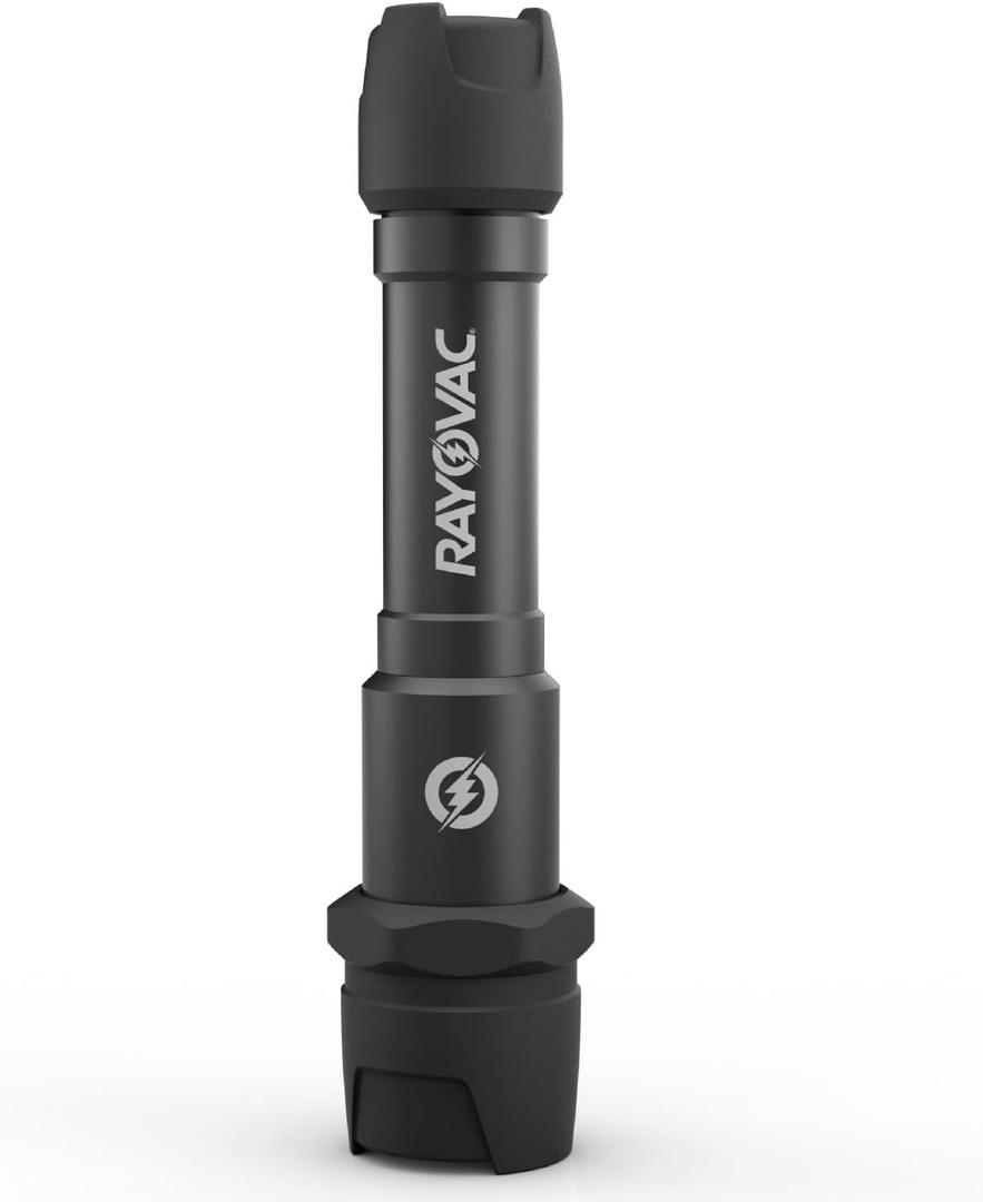 Rayovac Virtually Indescructible LED Tactical Flashlight, Bright Heavy Duty Flashlight for Camping Gear and Hiking, Water Resistant EDC Flashlight, Pack of 1, Black