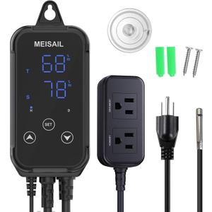 Humidity Controller Greenhouse Shiitake Mushrooms Humidifying Dehumidifier Humhumidistat Controlleridity Humidity Switch Controller for Grow Ten Thygrometer Humidistat Controller