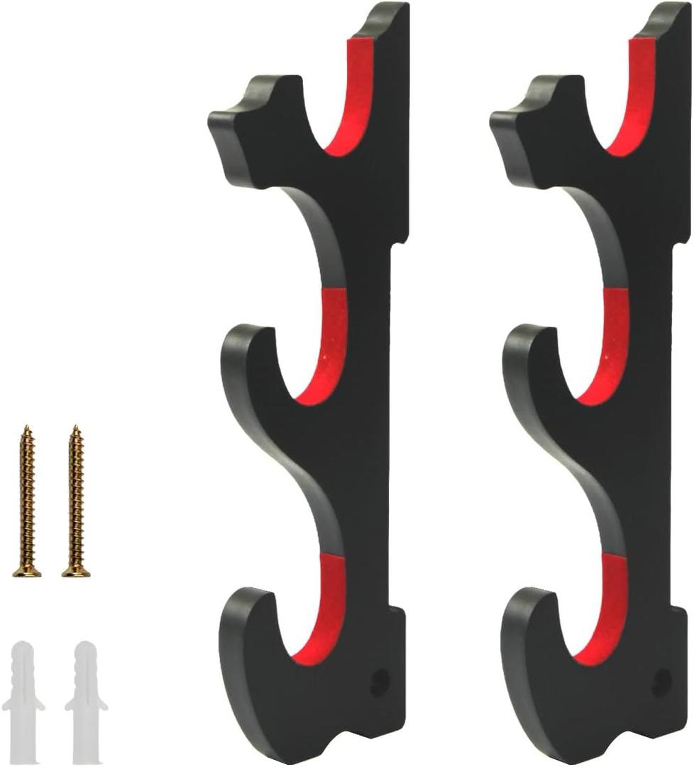 Wall Mounted Sword Rack 3 Tiers - Katana Sword Hanger Display Stand Red Velvet Lining for Lightsaber Katana (Black)