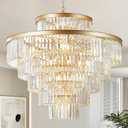 Large 36" Gold Crystal Chandeliers 23 Lights Modern Luxury Chandelier for Foyer Staircase Chandeliers 6 Tiers Round K9 Ceiling Pendant Lighting Fixture for Living Dining Room
