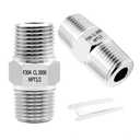 SummerHolz 1/2" NPT Hex Nipple, 304 Stainless Steel Male-to-Male Threaded Pipe Fitting for Air Compressor, Pneumatic, Hydraulic & Industrial Lines, 2-Pack