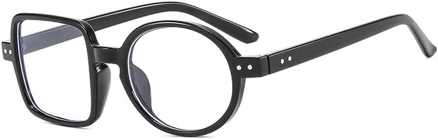 ICARA Personality Square Round Reading Glasses for Men Women,Computer Glasses Anti UV Readers (Black, 1.5)
