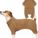 Fuzzy Dog Pajamas Turtleneck Dog Clothes Warm Soft Cozy Lightweight Dog Pjs Dog Sweaters for Large Dogs(Coffee-L)