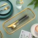 4 Pcs Gold Kitchen Drawer Baskets Stainless Steel Storage Container Mesh Storage Golden Utensil Holder Wire Basket Stackable Drying, 12 x 5 x 2 Inch