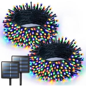 JMEXSUSS 2 Pack Solar Christmas Lights Outdoor Waterproof, Total 400LED 151FT Multi Colored Christmas Lights, 8 Modes Solar String Lights for Outside Tree Patio Garden Xmas Christmas Decorations