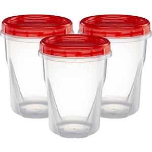 ELEGANT DISPOSABLES (32 Ounce 10 Pack) Twist cap Containers Clear Bottom With Red Top Screw on Lids Twist Top Food Storage Freezer Containers
