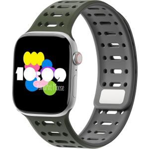 Magnetic Silicone Sport Band for Apple Watch Ultra 1/2/3, Series 4-11 & SE, Adjustable Secure Fit 38mm-49mm for Men and Women