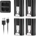 4-Pack Ring V4 Battery and Dual USB Charging Station Compatible with Ring Video Doorbell 2/3/4/3plus, Stick Up Cam (2nd and 3rd Gen) Rechargeable 3.65V 6040mAh Battery