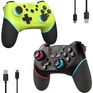 CuleedTec Upgraded Switch Controllers, 2 Pack Wireless Pro Controllers for Switch 2/Switch/Lite/OLED, Bluetooth Remote Gamepad with Hall Effect Joystick, 6-Axis Gyro, Dual Motors & Turbo (Black+Olive)