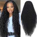 Curly Wig for Women long Black Curly Wigs 34inch 13x4x1 HD Lace Front Wigs Synthetic Middle Part Wig Upgraded Premium Human-Hair-Like Fiber Curly Wigs for Daily Party Use(Black)