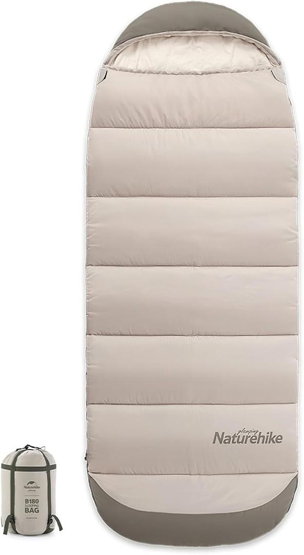 Naturehike Cotton Flannel Camping Sleeping Bag 41F-54F with Hooded and Portable Compression Sack for 3-4 Seasons for Hiking Outdoor Travel Lightweight and Portable Adventures (Moss Green-B180)