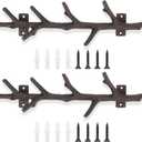 12" Cast Iron Tree Branch Vertical Coat Hat Rack Wall Mount Heavy Duty Decorative Coat Hook Rustic Hanger for Coats Bags Hats Key Entryway Bedroom Hallway Bathroom Storage (Rust Color,2 Pcs)