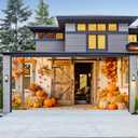Fall Garage Door Banner 13x6FT Thanksgiving Outdoor Garage Door Cover with Pumpkins Hay Bales Autumn Leaves for Front Porch Harvest Decor Polyester Garage Backdrop Decoration
