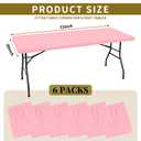 6 Pack Fitted Tablecloth for 8 Foot Rectangle Tables, Pink Elastic Outdoor Picnic Table Cover, Washable Stretch Folding Table Cloths 8 ft for Camping Party Patio Kitchen Banquet, 30" W x 96" L