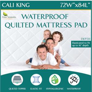 California King Size Waterproof Mattress Pad - Fitted Mattress Protector with Quilted Pillow Top Mattress Topper - Premium Quality Hypoallergenic Mattress Cover (72x84)