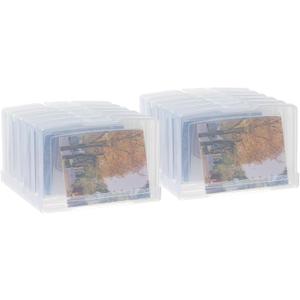 Novelinks Transparent 4" x 6" Photo Storage Boxes, 6 Inner Photo Organizer Cases with Tray, Picture Storage Containers for 4x6 Prints, Craft & Memory Card Sorting Box (Clear 2Pack)