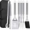 BBQ Grilling Accessories, 16-Inch Stainless Steel BBQ Grill Tools Set for Men, Heavy Duty Grilling Accessories Kit for Camping, Kitchen, Extra Thick Barbecue Utensil