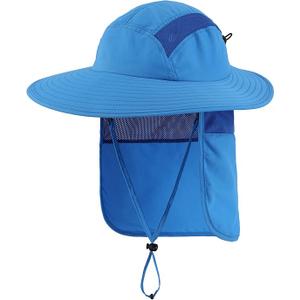 Home Prefer UPF 50+ Mens Wide Brim Fishing Hat with Neck Flap Sun Hat for Men Women Sun Protection Cap