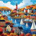 300 Pieces Puzzle for Adults | Town in Autumn Puzzle | Recycled Cardboard Large Piece Jigsaw Puzzles 300 Pieces | Challenging Game Home Decor Birthday Party Gift Toy for Adults Kids Seniors 20.5*15 in