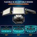 LED Security Lights Motion Sensor Outdoor Lights, 6500K Daylight, IP65 Waterproof, Dusk to Dawn, 3-Head Motion Detected Flood Light for Garage, Yard, Porch, 2Pack