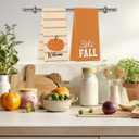 2Pcs Orange Stripe Dot Pumpkin Hello Fall Kitchen Towels Fall Kitchen Decor for Home Autumn Thanksgiving Harvest Gifts Waffle Weave Dish Tea Hand Towels for Farmhouse Kitchen Bathroom 14 x 23 Inches