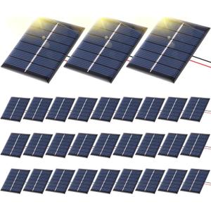 30 Pcs Small Solar Panels 3v 120ma Mini Polycrystalline Solar Cells DIY System Kits Epoxy Panel Module Photovoltaic Cells Charger 60 x 55 mm for Light Phone Charger Flashlight