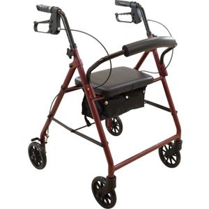 ProBasics Medical Rolling Walker with Wheels - 4 Wheel Walker with Seat, Backrest and Storage Pouch - Rollator Walker for Seniors - Durable Steel Frame Supports up to 300 lbs, 6-inch Wheels, Burgundy