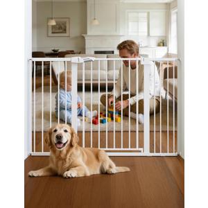 Babelio 36" Tall Baby Gate, PressGuard P7, 29-55" Auto Close Pressure Mounted Dog Gate for Doorways & Hallway, Basics Easy Walk Thru Pet Gate, Extra Wide Metal Child Gate, Black