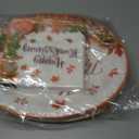 100Pcs Thanksgiving Oval Paper Plates and Napkins Set, 10" x 12" Party Plates,Large Disposable Dinner Plates for Fall Party and Thanksgiving Day