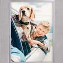 Malden International Designs 5x7 Gray Suede Picture Frame Quality PS Moulding Silver