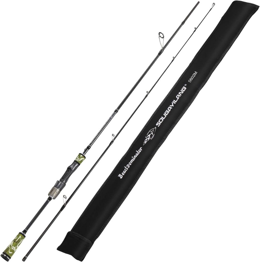 Sougayilang BD Fishing Rods, Graphite Spinning Rod & Casting Rod Zirconium Oxide Ring Stainless Steel Guides, Super Polymer Handle