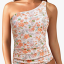 Tempt Me Tankini Tops for Women One Shoulder Swim Swimsuit Top Only Ruched Tummy Control Bathing Suit, XL