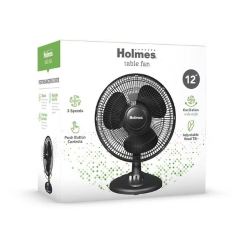 12" Table Breeze Table Oscillating Fan Black