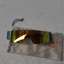 LIUWEN Trendy Rimless Wrap Around Sunglasses for Women Fashion Futuristic Shield Flat Shades (A5 Grey/Multicolor Mirrored)