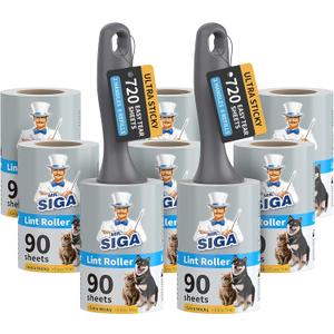 MR.SIGA Lint Rollers for Pet Hair Extra Sticky, 720 Sheets, Lint Remover for Clothing, Furniture, Pet Hair Remover with Easy Tear Sheets