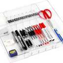 IEEK Silverware Drawer Organizer Tray for Kitchen,Expandable Utensil Tray Multipurpose Drawer Dividers Adjustable Cutlery and Flatware Holder,Plastic Spoon Forks Knives Holder Storage Divider,Clear-M