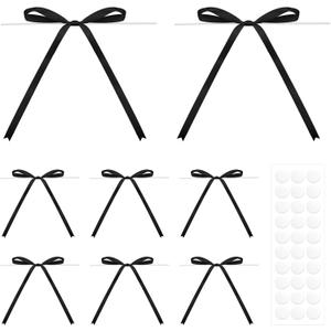 3 x Anwyll Twist Tie Bows 5x7Inch - 30Pcs Premade Black Gift Bow for Cake Gift Wrapping Balloon Craft Treat Bag Black Satin Ribbon Bows for Wedding Baby Shower Birthday Party Halloween Christmas Decor