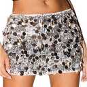 Floerns Women's Sparkly Sequin Mini Skirt Low Waist Date Night Party Bodycon Skirts S