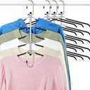 Clothes Hangers Space Saving Shirt Hangers, Lomrsiul Non Slip PVC Coating Multi Blouse Hangers Shirt Organizer for Closet Organizers and Storage for T Shirt Sweater Hoodie Coat Dress Black 4 Pack, 17.4 x 16.54 x 0.51 inches