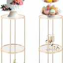2PCS 2 Tier Round Gold Cake Stand for Party, Tall Metal Pedestal Stands for Display Decoration, Flower, Plant, Birthday, Wedding, Baby Shower, Bridal Shower, Cylinder Column for Desserts (11 x 11 x 31 Inches (l x w x h))