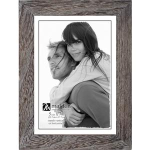 Malden International Designs Linear Rustic Wood Picture Frame, 5x7, Rough Gray
