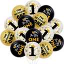 45Pcs The Notorious Birthday Decorations, Black Gold Big One 1st Birthday Balloons Set - Hip Hop Theme First Birthday Party Supplies for One Year Old Boy