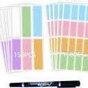 Assorted Colors Waterproof Removable Labels - 310PCS with Pen Adhesive Name Label Stickers for Water Bottles,Baby Daycare,Kids School Supplies,Home Office Organization