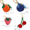 Cute Fruit Mini Coin Purse Keychain,Strawberry Cherry Leather Zipper Wallet Handbag Accessories For Women And Girls (Oranges)