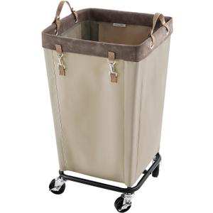 StorageWorks 160L Laundry Basket with Wheels, Large Rolling Hampers for Clothing Organizer, Dirty Clothes Basket for Hotel, Home, Closet, Dorm, Light Khaki