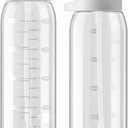 Clear Water Bottle with Straw BPA Free Tritan with Time Markers, 30oz Durable Bottle Perfect for Office, School, Gym and Workout (Pack of 1)
